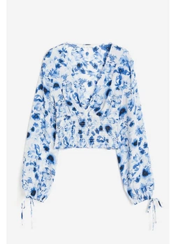 Топ-блузка H&M S Белый 1216011_син.цветы_01
