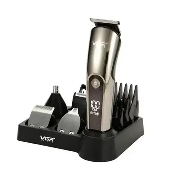 Триммер для волос волос и бороды VGR V-107 — 11 в 1, с LED-дисплеем, 3 лезвия, USB, полный комплект