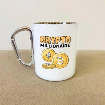 Кружка металева з карабіном Crypto Millionaire 300 мл Біла