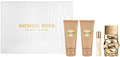 Набір для жінок Michael Kors Pour Femme Парфумована вода 100 мл + Лосьйон для тіла 100 мл + Гель для душу 100 мл + Мініатюра Парфумована вода 10 мл (850050174684)