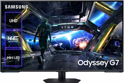 Монитор 43" Samsung Mini LED Odyssey Neo G7 S43CG70 SmartTV (LS43CG700NIXUA) 4K UHD Mini LED / Quantum Dot / 144Hz / 10-Bit / HDR 600 / HDR10+ / FreeSync Premium Pro / G-SYNC Compatible / DCI-P3 95% / HDMI 2.1 / SmartTV Tizen / WiFi / Bluetooth / LAN