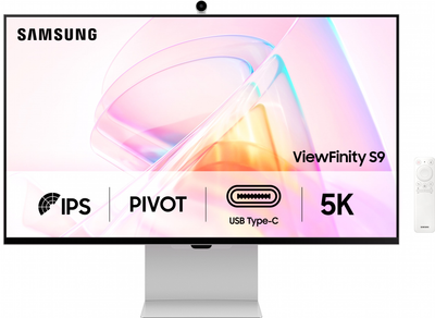 Монитор 27" Samsung ViewFinity S9 5K S27C900 (LS27C902PAIXUA) 5K IPS / 10-Bit / 99% DCI-P3 / Delta E <2 / Slim Metal Design / Thunderbolt 4 90W / USB-C / mini DP / AirPlay / Smart TV / Wi-Fi / Slimfit Camera