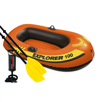 Одномісний надувний човен Intex 58329 – 2 Explorer 100, 147 х 84 см (весла, ручний насос). 2-х камерний
