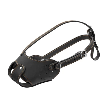 Намордник Collar Bullterrier №3 Чорний Шкіряний, довжина морди 8 см, обхват 33 см, металева фурнітура — 06221