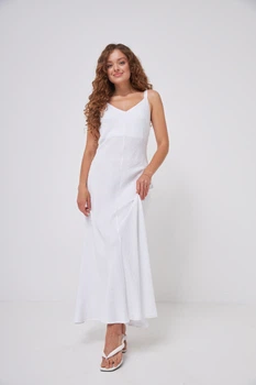 Сарафан максі льоновмісний на бретелях Wear me M/L (не обирати) Білий (16_25_72_10964)