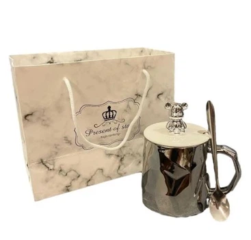 Подарочная чашка с ложкой Bear Silver в оригинальной упаковке