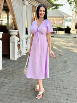 Длинное женское муслиновое платье Fashion 46/48 лиловый