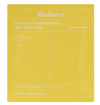 Гідрогелева маска Biodance Radiant Vita Niacinamide Real Deep Mask з Ананасовою водою та Ніацинамідом 34 г х 1 шт