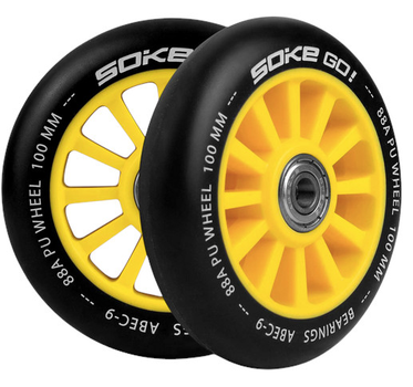 Kolka do hulajnogi Soke 100 mm żółte 2 szt. 803001 (5903890607722)