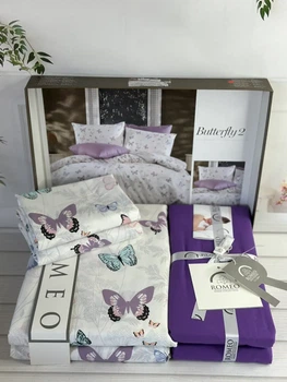 Постельное белье Romeo home Poplin Butterfly 2 поплин евро размер бабочки на белом