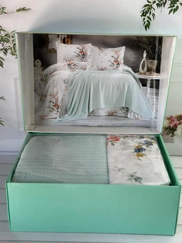 Літній набір з пледом Romeo home Mint м'ятний з білим