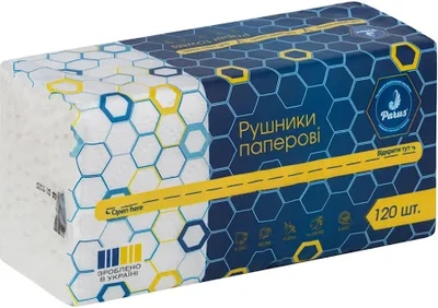 Паперові рушники Parus білий 200 х 200 мм 120 аркушів