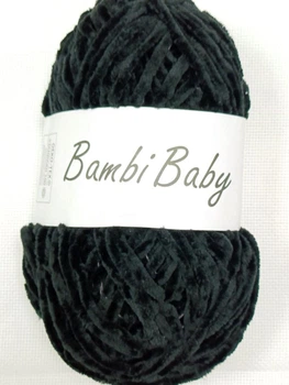 Плюшевая пряжа Bambi Babi Черный велюр 100 г/110 м