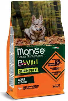 Сухий беззерновий корм для собак Monge (Монж) Dog BWILD GR.FREE качка 15 кг.