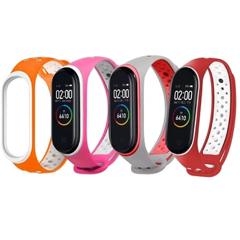 Комплект силіконових ремінців Nike style для фітнес-браслету Xiaomi Mi Band 3/4 (4 ремінці) з металевою кнопкою Orange, White, Pink, Gray and Red (mrk2880)