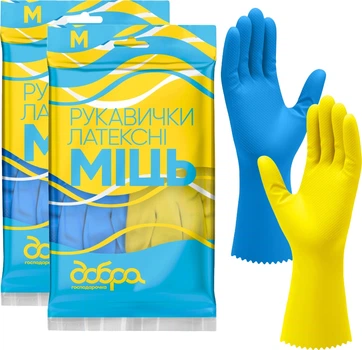 Упаковка рукавичок латексних Добра господарочка Міцні M 2 пари (4820086523745)