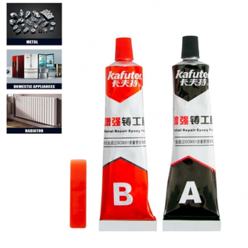 Двухкомпонентный клей для металла на основе эпоксидной смолы Metal Glue Strong Kafuter 2 тюбика