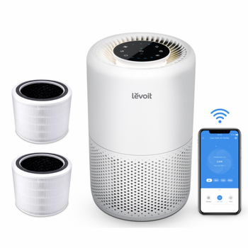 Очиститель воздуха Smart Levoit Core 200S Plus Filter White Wi-Fi, дополнительный фильтр 3 в 1 True HEPA, 35 м², 170 м³/ч, настоящий HEPA-фильтр 3 в 1, активированный уголь, сенсорный экран панели управления