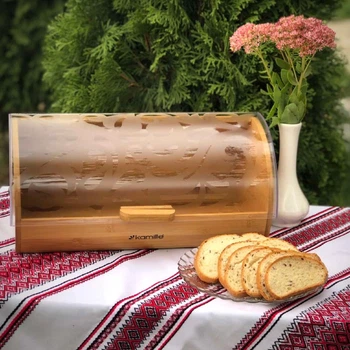 Хлебница из бамбука с пластиковой крышкой (39×25×19 см) Kamille KM-1104