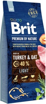 Сухий корм для собак Brit Premium Light із надмірною вагою зі смаком індички 15 кг (170841/6604)