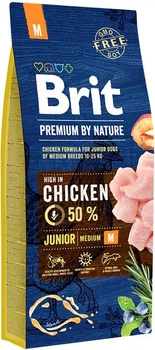 Сухий корм для цуценят та молодих собак середніх порід Brit Premium Junior M зі смаком курки 15 кг (170814/6338)