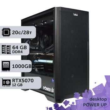 Рабочая станция PowerUp Desktop #616 Core i7 14700K / 64 GB / SSD 1TB / GeForce RTX 5070 12GB специализированная вычислительная графическая система для архитекторов и инженеров