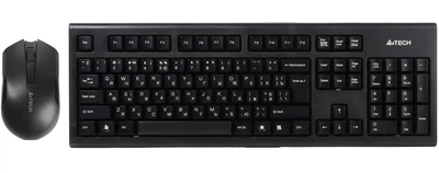 Комплект беспроводная клавиатура и мышь A4Tech USB с регулировкой угла наклона черная