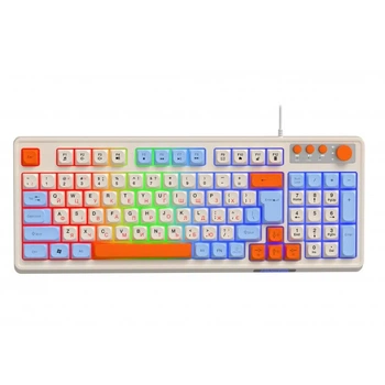 Игровая клавиатура с подсветкой и мультимедийными клавишами белая