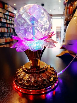 Лампа вращающаяся на подставке цветок Rgb диско лампа ночник со светомузыкой с пультом