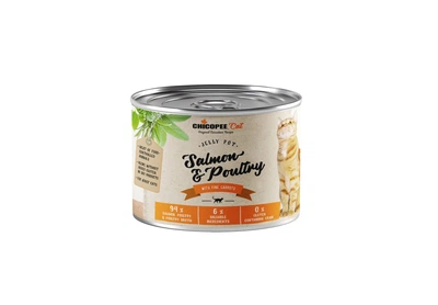 Консерва для дорослих котів з Лососем та Птицею Chicopee Cat Adult Jelly Salmon & Poultry 195 г