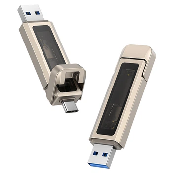Флеш накопитель USAMS US-ZB276 USB3.2+Type-C GEN1 Dual Ports Aluminum Alloy 5G Flash Drive 512Gb (silver) (227003)