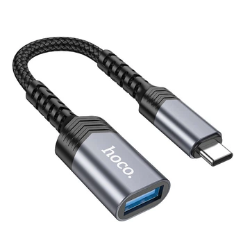 Переходник HOCO UA24 Type-C male to USB female 3.0 (Metal gray) (183604)