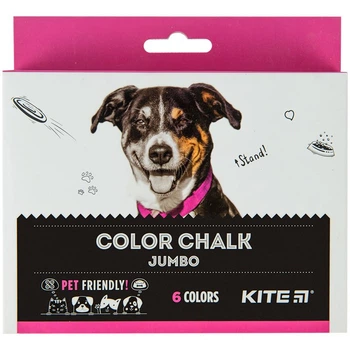 Мел цветной Jumbo, 6 цв. Kite Dogs Kite K22-073