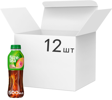 Упаковка холодного черного чая Fuzetea со вкусом персика и гибискуса 0.5 л х 12 бутылок (5449000236623)