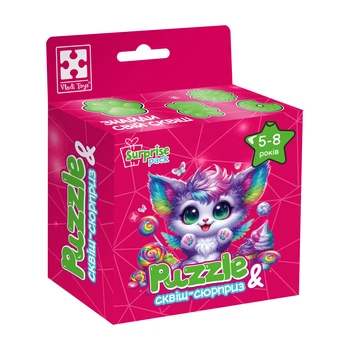 Игра развивающая пазлы с сюрпризом "Цветной котенок" (укр), Vladi Toys, VT8030-12
