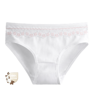 Однотонные трусы слипы для девочки с кружевом - Donella - 4145D2 - 134-140 см - Белый