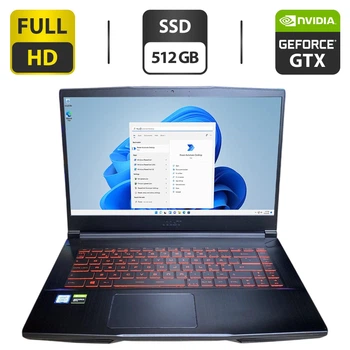 Игровой ноутбук MSI GF63 Thin 9SC / 15.6" (1920x1080) IPS / Intel Core i5-9300H (4 (8) ядра по 2.4 - 4.1 GHz) / 8 GB DDR4 / 512 GB SSD / nVidia GeForce GTX 1650 Ti Max-Q, 4 GB GDDR6, 128-bit / WebCam б/у