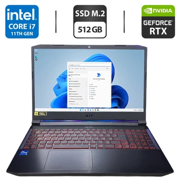 Игровой ноутбук Acer Nitro 5 AN517-53 / 17.3" (1920x1080) IPS / Intel Core i5-11300H (4 (8) ядра по 2.6 - 4.4 GHz) / 16 GB DDR4 / 512 GB SSD M.2 / nVidia GeForce RTX 3050, 4 GB GDDR6, 128-bit / WebCam б/у