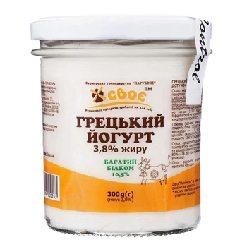 Йогурт Грецький 3.8% Своє 300 г (18970304)