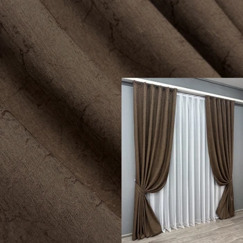 Комплект штор VR-Textil Жаккард Viva Marmo № 1783ш Коричневый 150х290 см 2 шт (33-0747)
