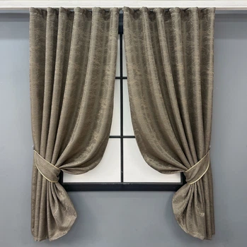 Комплект коротких штор VR-Textil Жакард Viva Marmo № 1786ш Какао 130х170 см 2 шт (35-0373)