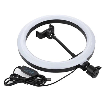 Лампа кольцевая Ring Fill Light QX-200 20 см, LED свет для фото и видео, компактная модель чёрного цвета