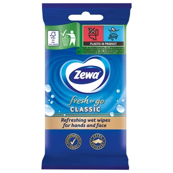 Серветки вологі Classic 10 шт Zewa 1 уп (20419541)