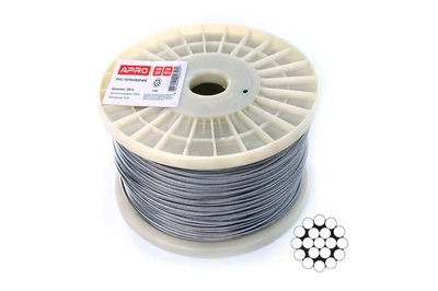 Трос нержавіючий Apro 1мм x 200м (1x19) DIN 3053 (WR-G30531N)