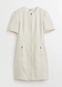 Платье твидовое H&M 271051007 34 Кремовый
