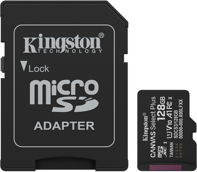 Karta pamięci Kingston Canvas Select Plus Gen3 microSDXC 128GB Class 10 UHS-I U1 V10 A1 + SD-adapter (SDCS3/128GB)