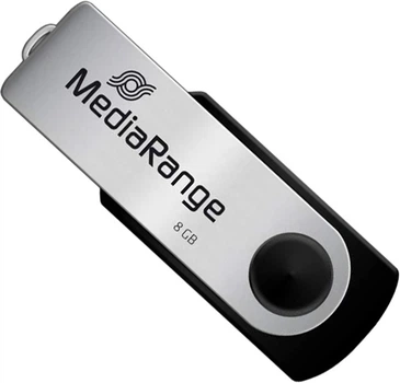 Флеш память USB MediaRange 8GB USB 2.0 Black/Silver (4260057124821)