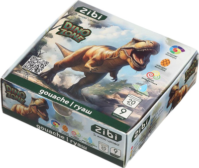 Набір гуашевих фарб ZiBi Dino 9 кольорів по 20 мл (ZB.6629)