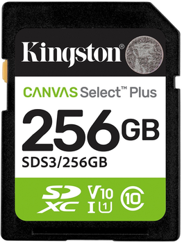 Карта памяти Kingston Canvas Select Plus Gen3 SDXC 256GB Class 10 UHS-I U1 V10 (SDS3/256GB)
