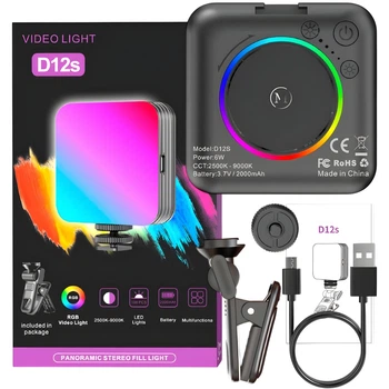 Видеосвет BauTech D12S с универсальным креплением портативный полноцветный RGB Чёрный (1016-150-00)